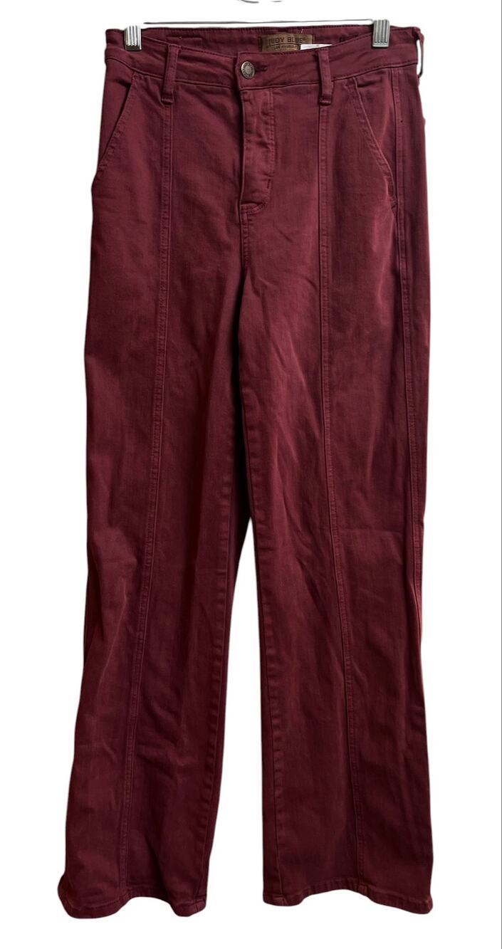 Judy Blue Burgundy Jeans Front Seams Straight Leg 5/27